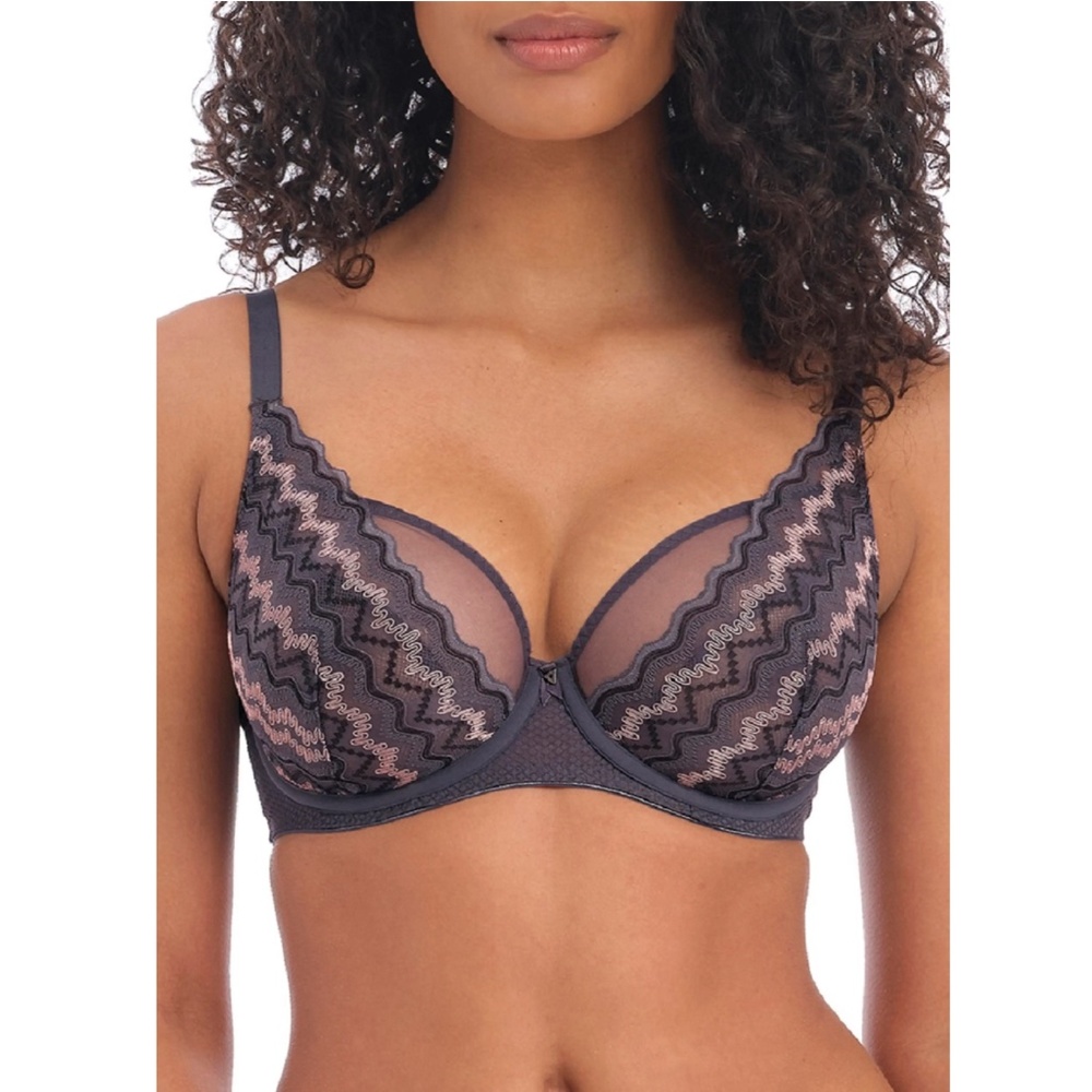 Freya Festival 32G Vibe High Apex Underwire Plunge Bra in Cinder